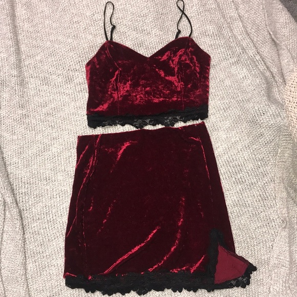 red velvet two piece set